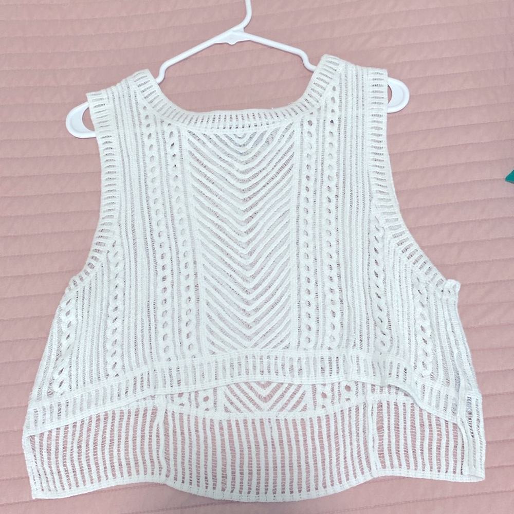 white meshy cover up perfect for the beach!!